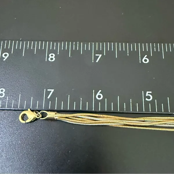 Vintage 18KGP 2-tone Gold & Silver Multi Strand Snake Chain 7.5” Bracelet 9g. - Image 9
