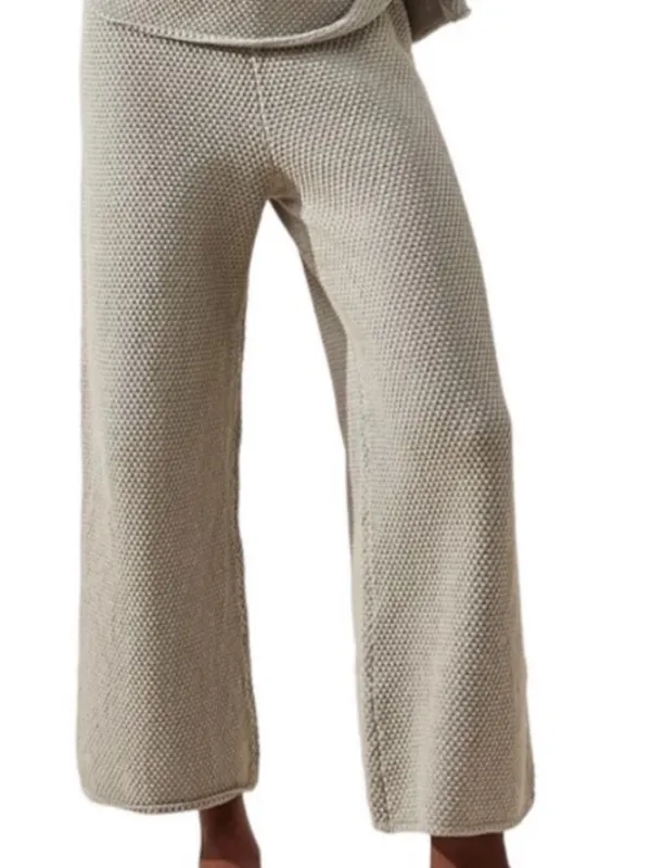 Free People Beach Hailee Sweater Pants Waffle Knit Cropped Wide Flare Leg - Image 2