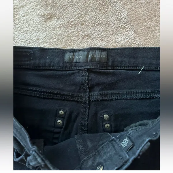 Rock‎ & Republic Women's Kendall Straight Leg Black Denim Jeans Size 10 - Image 7
