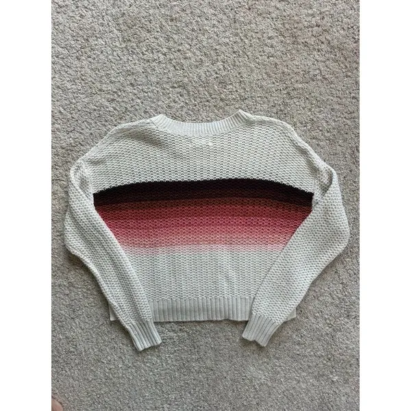Aeropostale Cropped Knit Sweater Small Ombre Stripe Chunky Textured Pullover S - Image 5