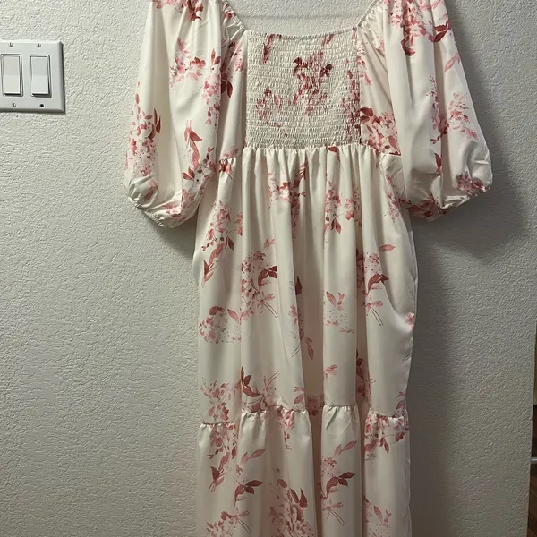 Cottagecore Floral Pleated Midi Dress - Image 3