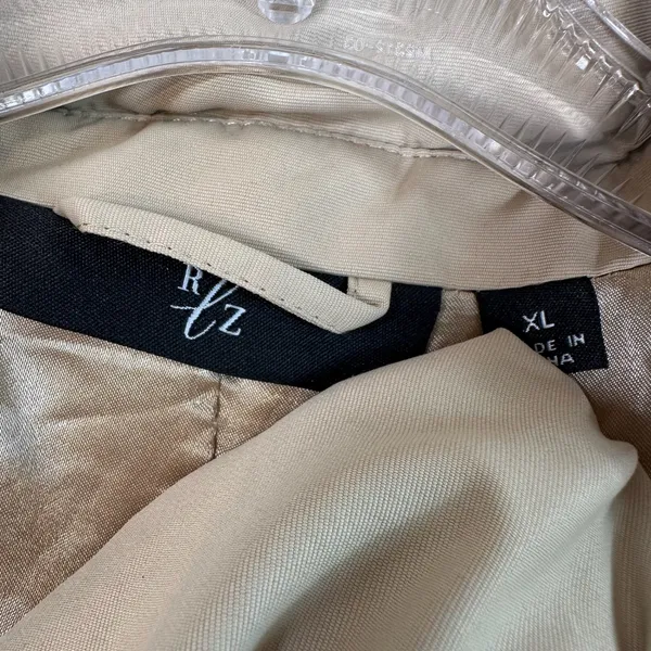 RZ Rachel Zoe Tan Khaki Double Breasted Trench Coat Jacket Womens XL Lined - Image 3