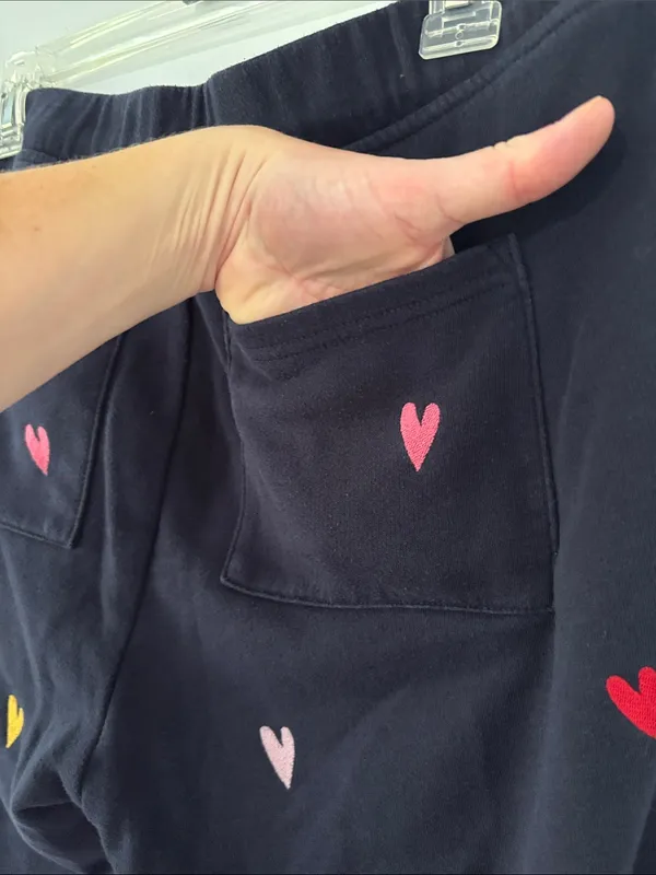 Lou & Grey w/ LOFT Colorful Heart Terry Sweatpants Jogger Pants Sz Med Valentine - Image 5