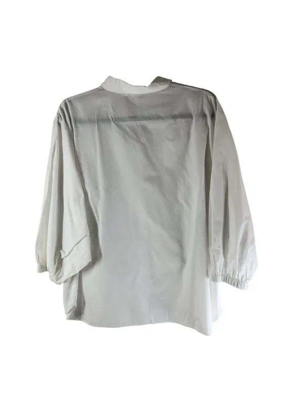H&M White Button-Up Blouse With 3/4 Sleeves Womens Size 12 Dolman Sleeve - Image 2