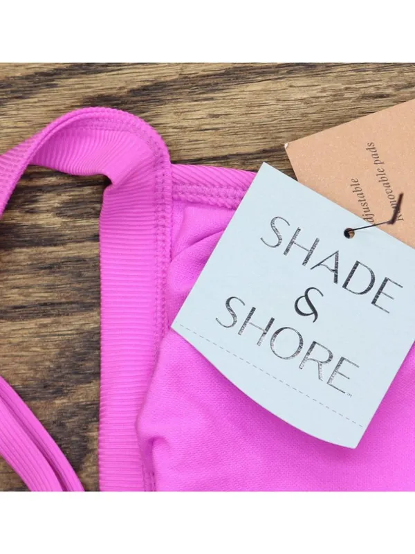 NWT Shade & Shore Womens Ribbed Triangle Bikini Top 94443819 Purple M - Image 6