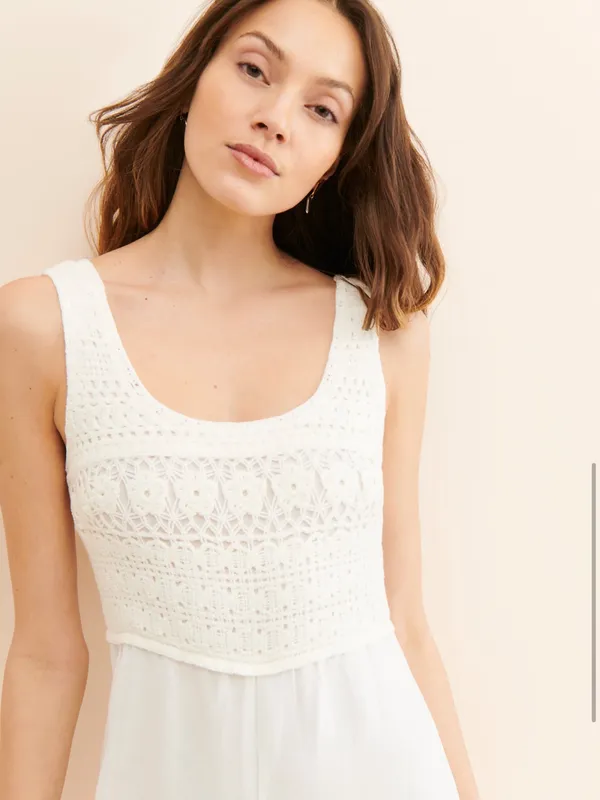 Saltwater LUXE White Cora Crochet Top Bodice Wide-Leg Jumpsuit - Image 3