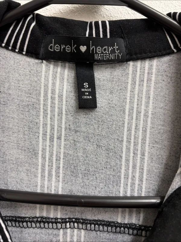 Derek Heart Maternity Black and White Vertical-Stripe Drawstring Dress Small - Image 2
