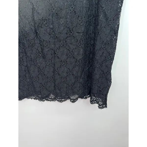 Jaclyn Smith Black Floral‎ Whimsigoth Y2K Coquette Lace Pencil Skirt Sz L Dark Romantic - Image 4