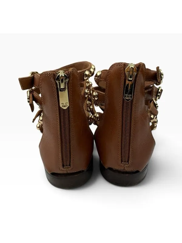 -Sam Edelman Estella Studded Flat Gladiator Sandal Womens 11 Brown Festival Flat - Image 6