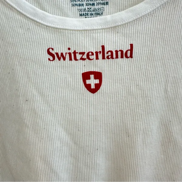 Brandy Melville White Heather Switzerland Graphic Tank - Image 3