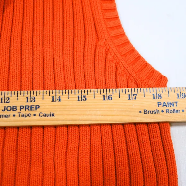 Lauren Ralph Lauren Vest Womens Large Orange Cotton Ribbed Full Zip Mock Neck - Image 7