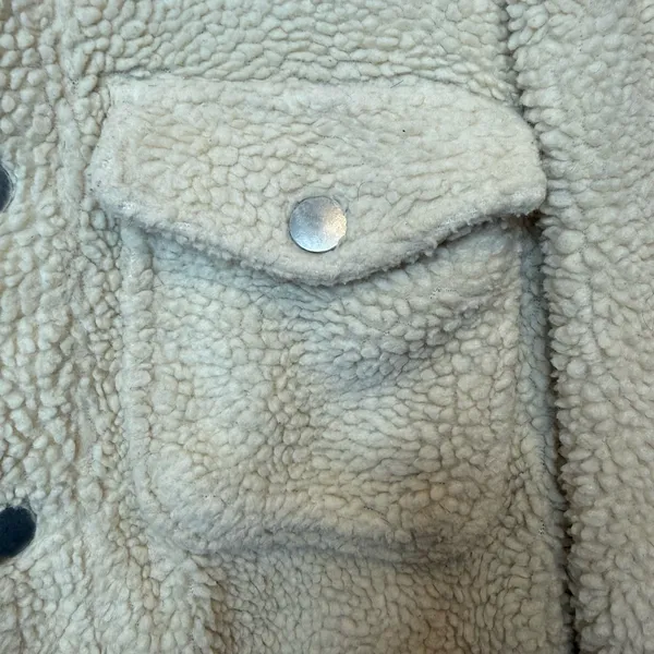 Original Use Men’s Off White Sherpa Snap Button Jacket Size Medium - Image 4