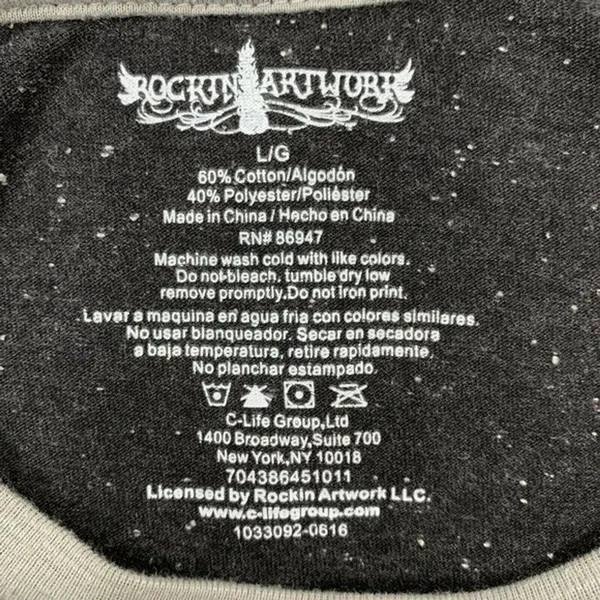 Rockin Artwork Large Jimi Hendrix Raglan Baseball Tee Grey Speckled Rock Graphic - Image 4