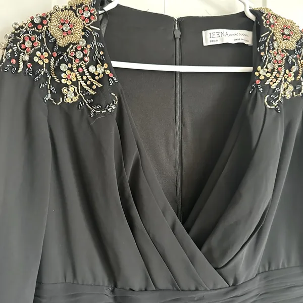 Mac Duggal Embellish Shoulder Black Blouson Sleeve Formal‎ Evening Gown Sz 8 NWT - Image 5