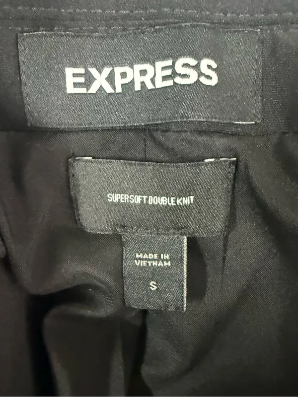 Express Black Double Knit Blazer Small Double Breasted Career Jacket - Image 2