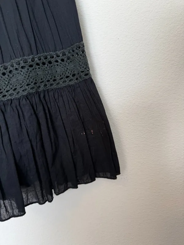 Vintage Y2K Black Lace Tiered Peasant Skirt Midi - Image 3