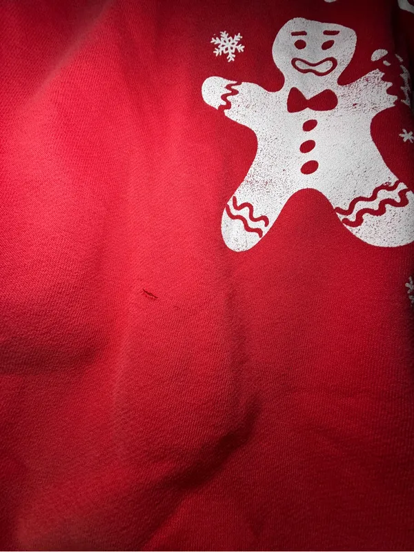 The Vinyl Icons Red Crewneck Sweatshirt like new, small pinhole - Image 2