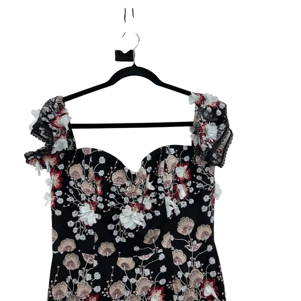 Dress‎ the Population Tara Floral Embroidered Black Multi Dress Size Large - Image 4