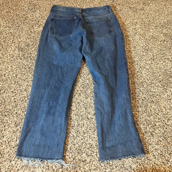 Old Navy High Rise Slouchy Straight‎ Jeans Women Size 4 Distressed Blue - Image 7