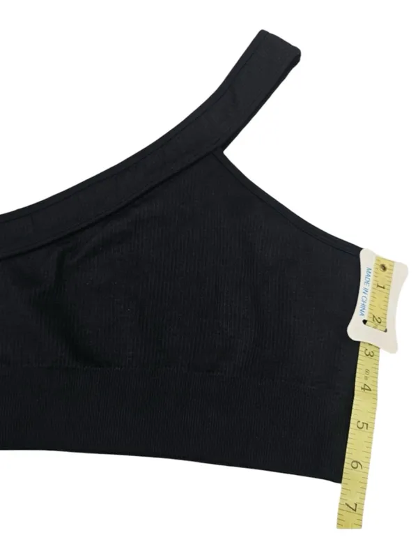 One-Shoulder Ribbed Black Crop Top or Activewear Bra - Image 6