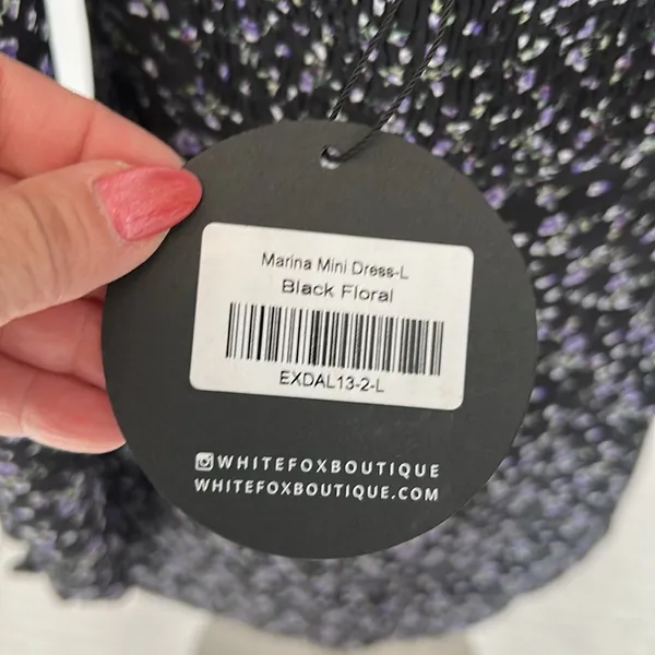 White Fox Marina Mini Dress Black Floral - Image 7