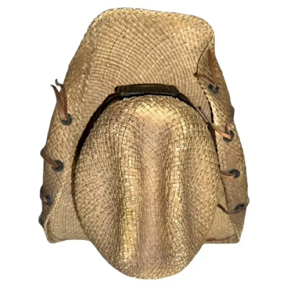 Bullhide Stylish Tan straw rolled sides Cowboy/girl Hat with Brown Band - Image 6