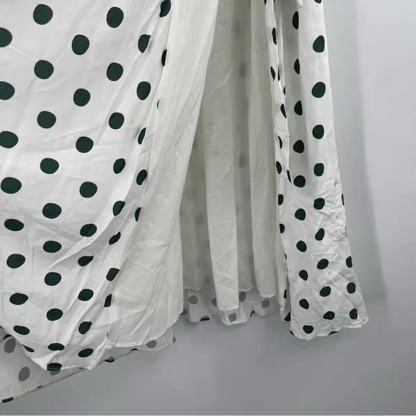 PEONY Le Spot Maxi Skirt SZ 2 Green Polka Dot Thigh High Slit eco-Conscious NWT - Image 12