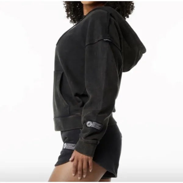 ALPHALETE Women’s Terry Oversized Hoodie- Onyx, Size Medium - Image 3