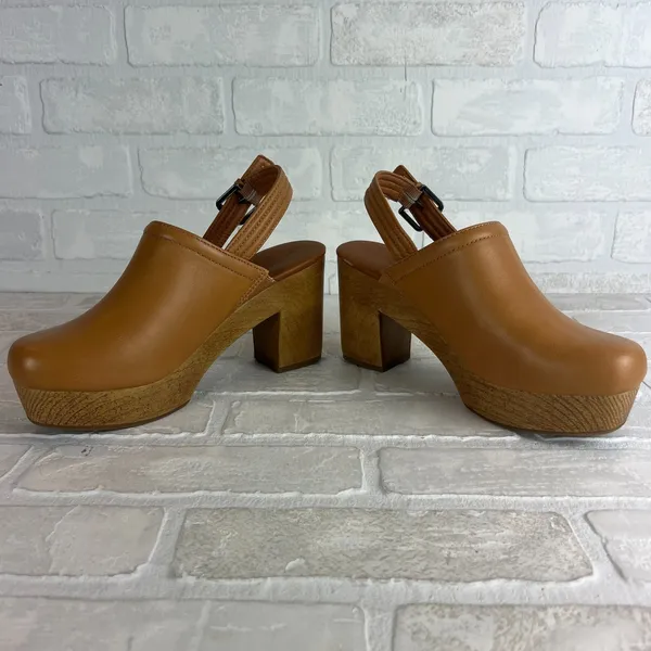 Universal‎ Thread Watson Clogs Womens 7.5 Brown Faux Leather Slingback Platform - Image 8
