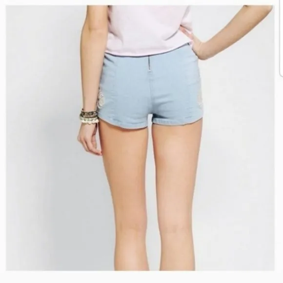 Urban Outfitters Kimchi Blue Embroidered High Waisted Micro‎ Shorts 6 - Image 3