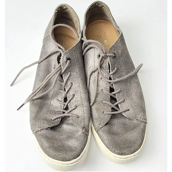 TOMS Sneakers Womens‎ Size 9 Metallic Gray/Silver Shoes - Image 2