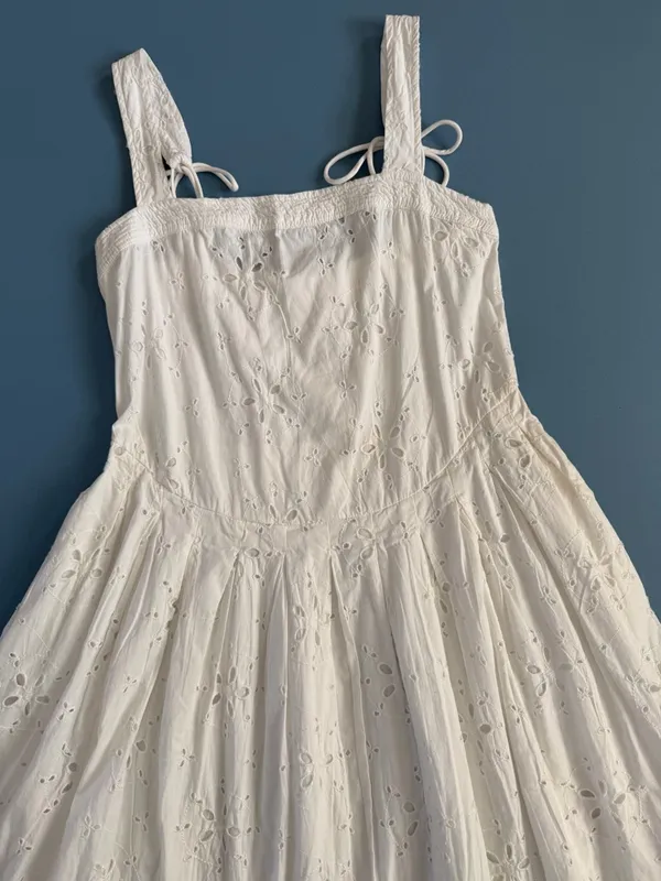 NWT‎ Free People Primavera Eyelet Midi Dress White Cotton Cottage Boho Sundress - Image 6