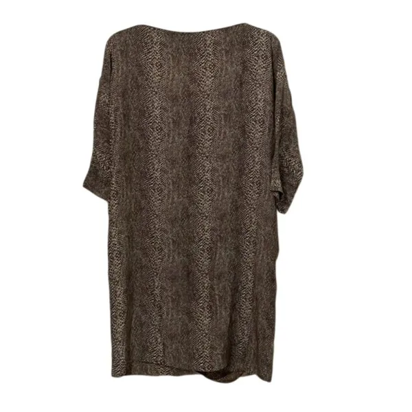 Zara Brown Silk Shift Dress Womens Size Medium Snakeskin Work Animal Print - Image 4