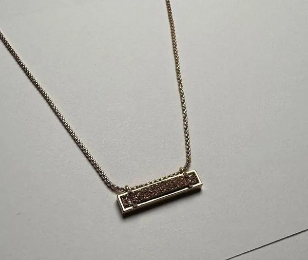 Kendra Scott Leanor Druzy Pendant Rose Gold Tone Necklace Adjustable Length - Image 11