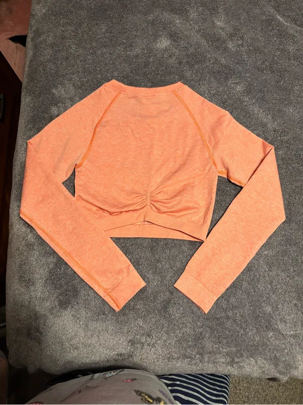 Gymshark Orange Long Sleeve Crop Top - Image 2