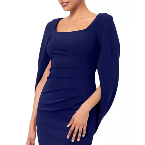 AQUA Formal Navy Blue Cape Sleeve Ruched Sheath Dress Size 0‎ NEW - Image 8