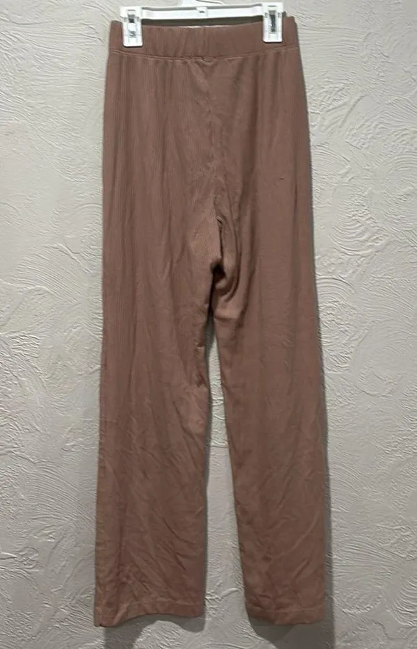 REFORMATION JEANS Whitney Knit Lounge High Rise Pants in Pink Taupe Size Small - Image 4