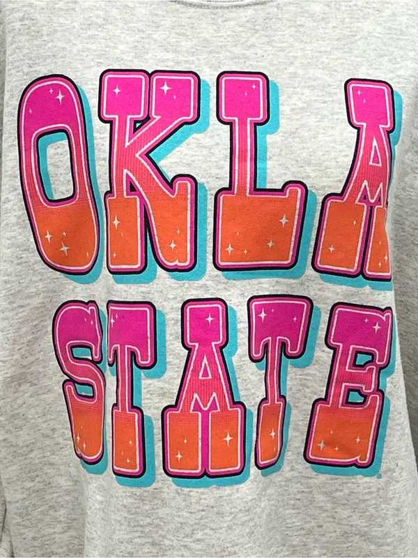 Jerzees Oklahoma State OSU Cowboy Boot Sunflower Western Women’s Sweatshirt Medium - Image 2