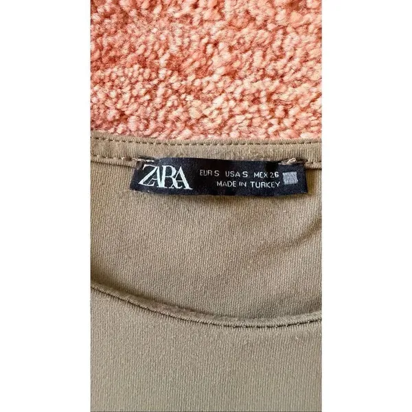 ZARA Taupe Long Sleeve Bodysuit Snap Closure Stretch Top Size S - Image 2