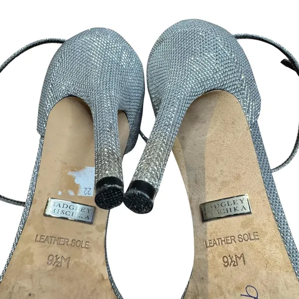 Badgley Mischka Shoes‎ Womens Size 9.5 Silver Strappy Ankle Strap Sandals Heels - Image 10
