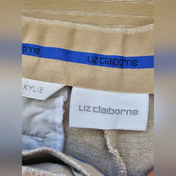 Liz Claiborne Kylie Linen Cotton Blend Pleated Trousers – Beige – Size 10 - Image 5