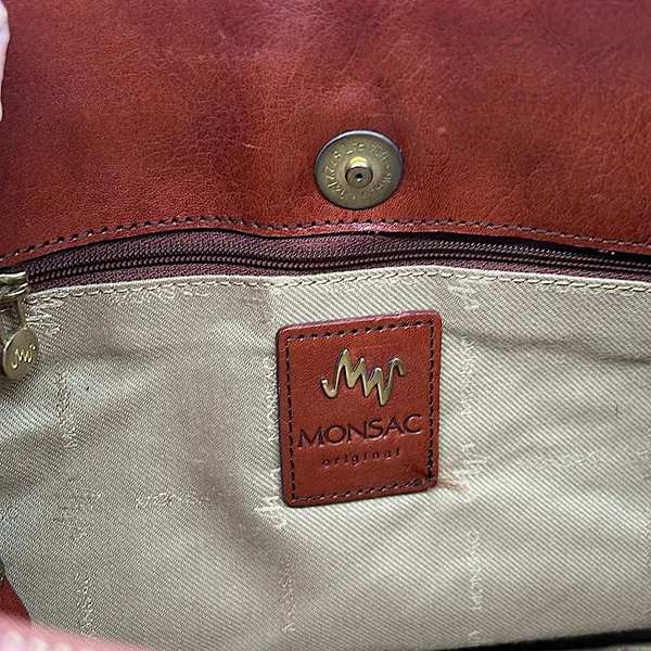 Monsac Original Rich Brown Leather Tote Bag Purse 🌺🌺 - Image 8