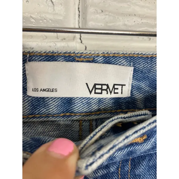 Vervet Distressed Mom Jeans Women 25 Blue Excellent‎ High Rise Raw Hem VT1151 - Image 4