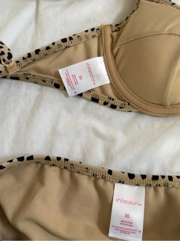 Xhilaration Beige Leopard Print Bandeau Bikini Top and Bottom - Image 4