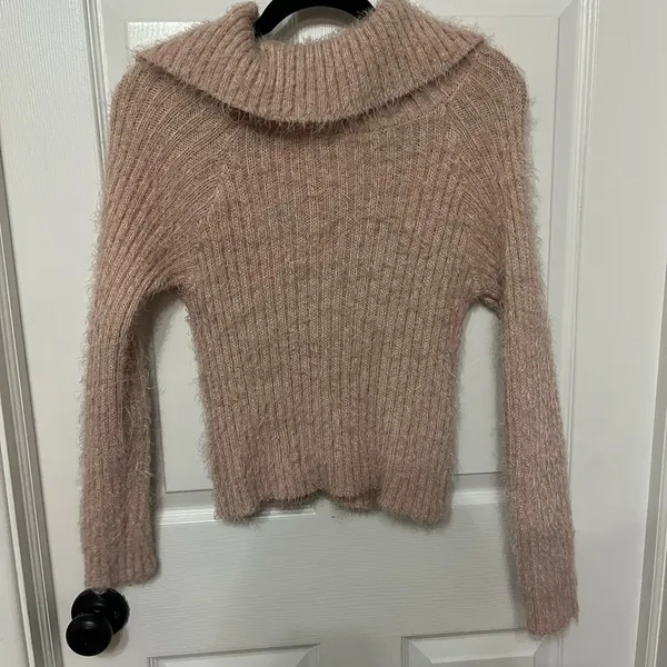 OAK +‎ FORT eyelash collared sweater size small tan - Image 3