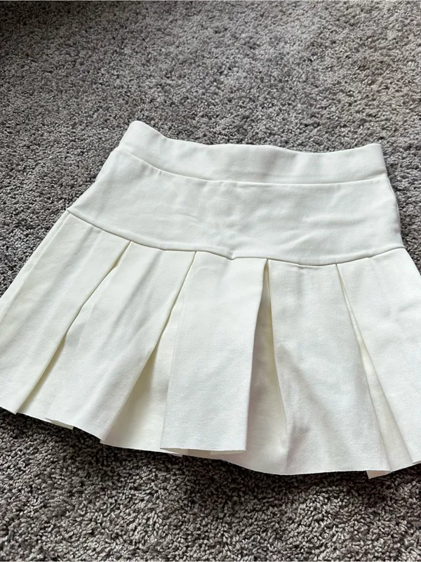 Dolls Kill Cream Pleated Mini Skirt - Image 2