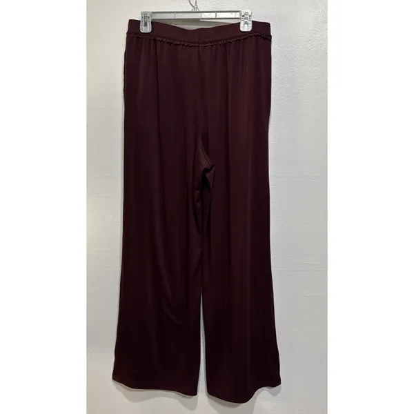 Lands' End Women's Pointelle Sleep Pajama Pants Wide Leg Size M (10-12) Burgundy - Image 3
