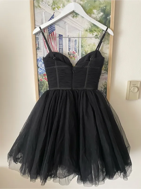 House of CB Princess Tulle Bow Sweetheart Black Mini Dress Size Small Tall - Image 9