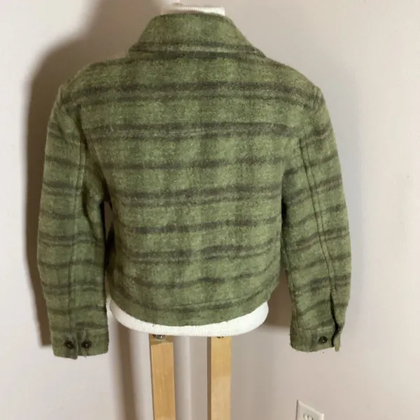 Wilfred Free Green Striped Wool Crop Coat Jacket Size XS - Image 3