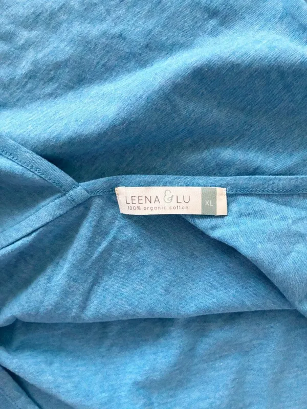 Leena & Lu GOTS Organic Pima Cotton Tank & Shorts Pajama Set - XL - Turquoise - Image 9